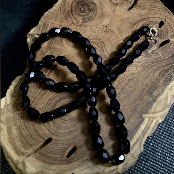 Vintage Mourning Beads Jet Glass ￼Edwardian Mourning Necklace 16" - Picture 3 of 12